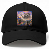 LGBTQ Pride Raccoon Rainbow Flag Baseball Cap Two Raccoons Howling to The Rainbow