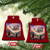 LGBTQ Pride Raccoon Rainbow Flag Ceramic Ornament Two Raccoons Howling to The Rainbow