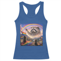 LGBTQ Pride Raccoon Rainbow Flag Racerback Tank Top Two Raccoons Howling to The Rainbow