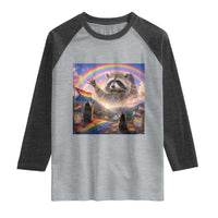 LGBTQ Pride Raccoon Rainbow Flag Raglan Shirt Two Raccoons Howling to The Rainbow