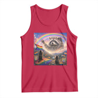 LGBTQ Pride Raccoon Rainbow Flag Tank Top Two Raccoons Howling to The Rainbow