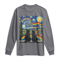 Cat Gay Pride Long Sleeve Shirt Starry Night Style LGBTQ Pride Support