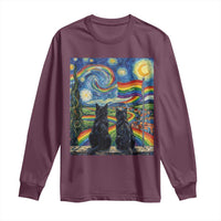 Cat Gay Pride Long Sleeve Shirt Starry Night Style LGBTQ Pride Support
