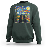 Cat Gay Pride Sweatshirt Starry Night Style LGBTQ Pride Support