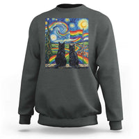 Cat Gay Pride Sweatshirt Starry Night Style LGBTQ Pride Support