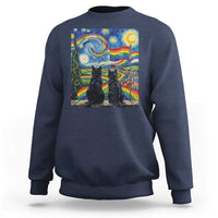 Cat Gay Pride Sweatshirt Starry Night Style LGBTQ Pride Support