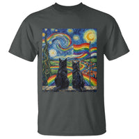 Cat Gay Pride T Shirt Starry Night Style LGBTQ Pride Support