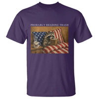 Probably Reading Trash Racoon T Shirt Funny Racoon Book Lover 4th of July