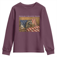 Probably Reading Trash Racoon Youth Sweatshirt Funny Racoon Book Lover 4th of July