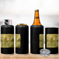 Funny Bigfoot Fishing 4 in 1 Can Cooler Tumbler Sasquatch Loch Ness Monster Introvert Bruh - Wonder Print Shop