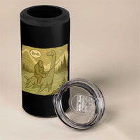 Funny Bigfoot Fishing 4 in 1 Can Cooler Tumbler Sasquatch Loch Ness Monster Introvert Bruh - Wonder Print Shop