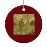 Funny Bigfoot Fishing Ceramic Ornament Sasquatch Loch Ness Monster Introvert Bruh - Wonder Print Shop