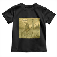Funny Bigfoot Fishing Toddler T Shirt Sasquatch Loch Ness Monster Introvert Bruh - Wonder Print Shop
