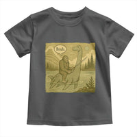 Funny Bigfoot Fishing Toddler T Shirt Sasquatch Loch Ness Monster Introvert Bruh - Wonder Print Shop