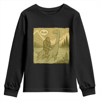 Funny Bigfoot Fishing Youth Sweatshirt Sasquatch Loch Ness Monster Introvert Bruh - Wonder Print Shop