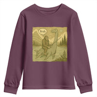 Funny Bigfoot Fishing Youth Sweatshirt Sasquatch Loch Ness Monster Introvert Bruh - Wonder Print Shop