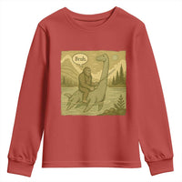 Funny Bigfoot Fishing Youth Sweatshirt Sasquatch Loch Ness Monster Introvert Bruh - Wonder Print Shop