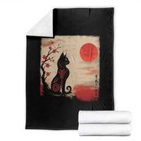 Kawaii Anime Cat Japanese Cherry Blossom Throw Blanket - Wonder Print Shop