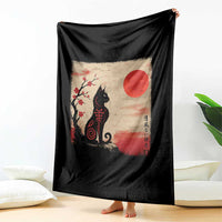 Kawaii Anime Cat Japanese Cherry Blossom Throw Blanket - Wonder Print Shop