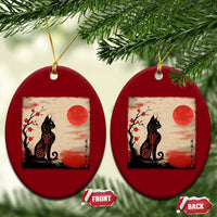 Kawaii Anime Cat Japanese Cherry Blossom Ceramic Ornament - Wonder Print Shop