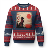 Kawaii Anime Cat Japanese Cherry Blossom Ugly Christmas Sweater - Wonder Print Shop
