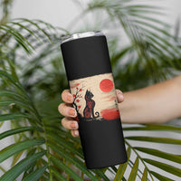 Kawaii Anime Cat Japanese Cherry Blossom Skinny Tumbler - Wonder Print Shop