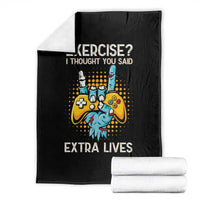 Funny Gamer Skeleton Hand Throw Blanket Exercise I Thought You Said Extra Lives - Wonder Print Shop