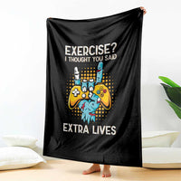 Funny Gamer Skeleton Hand Throw Blanket Exercise I Thought You Said Extra Lives - Wonder Print Shop
