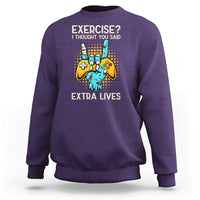 Funny Gamer Skeleton Hand Sweatshirt Exercise I Thought You Said Extra Lives - Wonder Print Shop