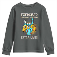 Funny Gamer Skeleton Hand Youth Sweatshirt Exercise I Thought You Said Extra Lives - Wonder Print Shop
