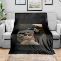 Cats Selfie Meme Throw Blanket Funny Black Cat Smoking Cigarette With Car - Wonder Print Shop