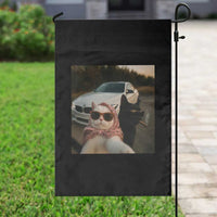 Cats Selfie Meme Garden Flag Funny Black Cat Smoking Cigarette With Car - Wonder Print Shop