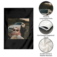 Cats Selfie Meme Garden Flag Funny Black Cat Smoking Cigarette With Car - Wonder Print Shop