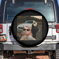 Cats Selfie Meme Spare Tire Cover Funny Black Cat Smoking Cigarette With Car - Wonder Print Shop