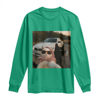 Cats Selfie Meme Long Sleeve Shirt Funny Black Cat Smoking Cigarette With Car - Wonder Print Shop