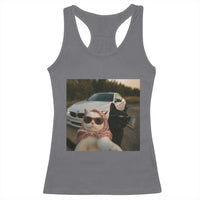 Cats Selfie Meme Racerback Tank Top Funny Black Cat Smoking Cigarette With Car - Wonder Print Shop