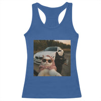 Cats Selfie Meme Racerback Tank Top Funny Black Cat Smoking Cigarette With Car - Wonder Print Shop