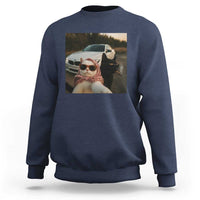Cats Selfie Meme Sweatshirt Funny Black Cat Smoking Cigarette With Car - Wonder Print Shop