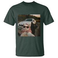 Cats Selfie Meme T Shirt Funny Black Cat Smoking Cigarette With Car - Wonder Print Shop