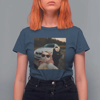 Cats Selfie Meme T Shirt For Women Funny Black Cat Smoking Cigarette With Car - Wonder Print Shop
