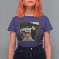 Cats Selfie Meme T Shirt For Women Funny Black Cat Smoking Cigarette With Car - Wonder Print Shop