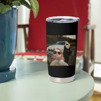 Cats Selfie Meme Tumbler Cup Funny Black Cat Smoking Cigarette With Car