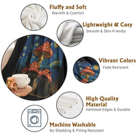 Cute Black Cat Mushroom Throw Blanket Stary Night Vangogh Amanita Muscaria - Wonder Print Shop