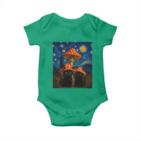 Cute Black Cat Mushroom Baby Onesie Stary Night Vangogh Amanita Muscaria - Wonder Print Shop