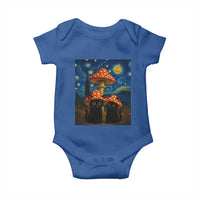 Cute Black Cat Mushroom Baby Onesie Stary Night Vangogh Amanita Muscaria - Wonder Print Shop