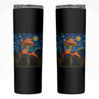 Cute Black Cat Mushroom Skinny Tumbler Stary Night Vangogh Amanita Muscaria