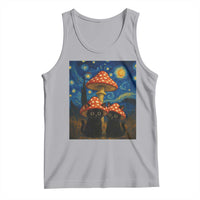 Cute Black Cat Mushroom Tank Top Stary Night Vangogh Amanita Muscaria - Wonder Print Shop