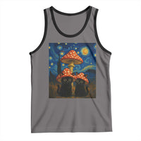 Cute Black Cat Mushroom Tank Top Stary Night Vangogh Amanita Muscaria - Wonder Print Shop