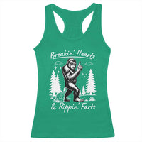 Funny Bigfoot Sasquatch Racerback Tank Top Breakin Hearts And Rippin Farts - Wonder Print Shop