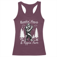Funny Bigfoot Sasquatch Racerback Tank Top Breakin Hearts And Rippin Farts - Wonder Print Shop
